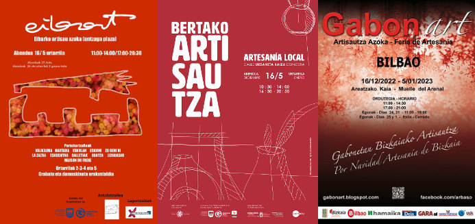 Ferias artesanía navidades 2022 Bilbao, Donostia y Eibar en la que estará ESKULAN