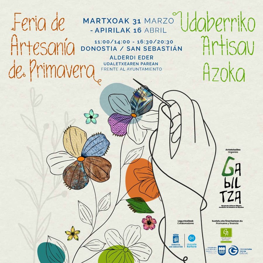 Cartel feria de artesanía de primavera en Donostia 2023 - Eskulan