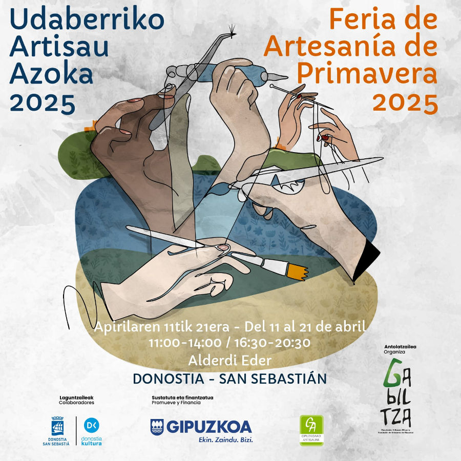 Cartel feria de artesanía de primavera en Donostia 2025