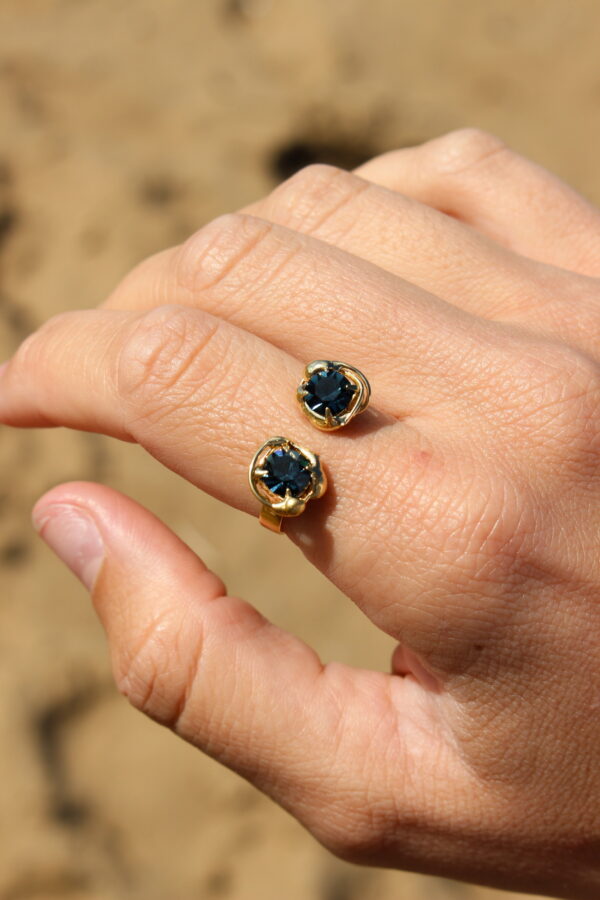 Anillo piedra doble azul - Imagen 2
