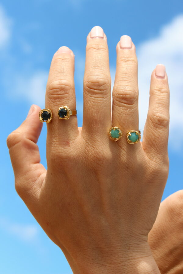 Anillo piedra doble azul - Imagen 3