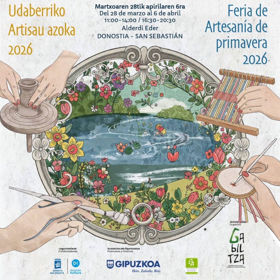 Cartel feria de artesanía de primavera en San Sebastián 2026